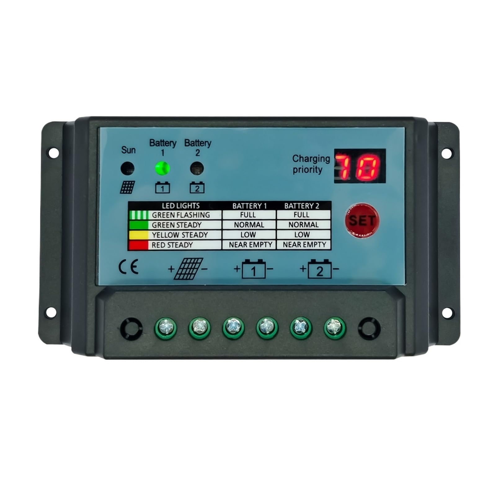 12V 24V Podwójny Akumulator Regulator Ładowania Słonecznego 10A 20A 30A System Akumulatorów Regulator Panelu Zasilania Ładowarka(20A)