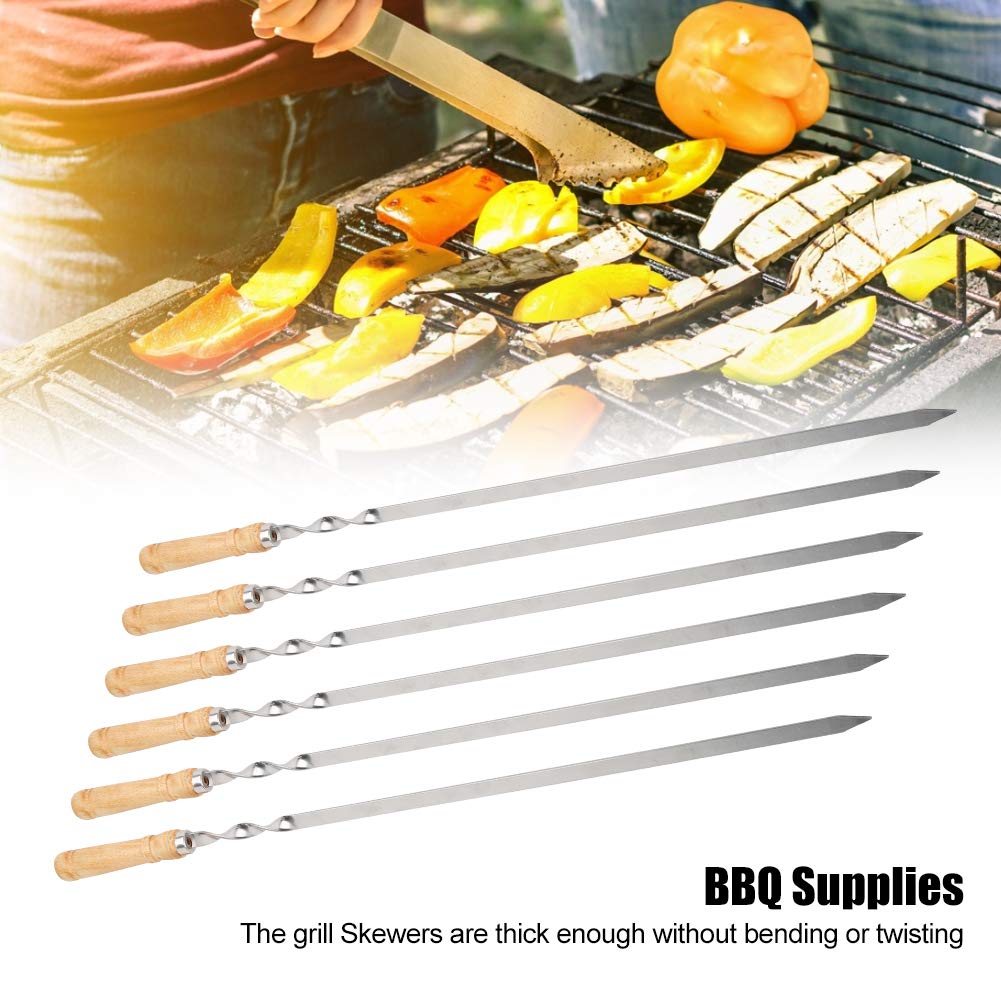 Cyrank 12 Spiedini di Kabob, in Acciaio Inox Piatto Lungo per Barbecue Spiedini per Barbecue Riutilizzabili per Barbecue Spiedini per Barbecue Spiedini per Grigliare Carne Gamberetti Pollo Verdure
