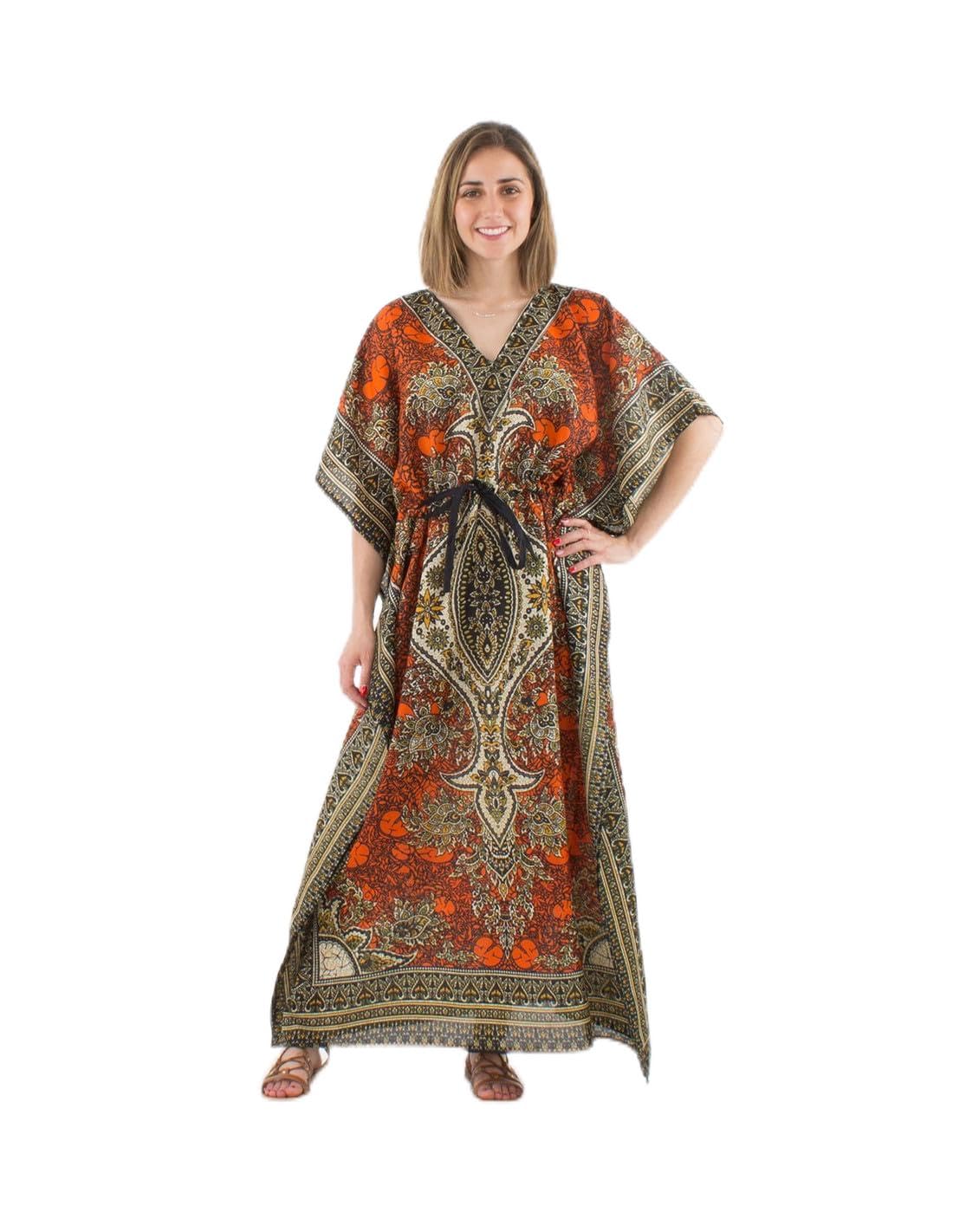 YouKD - Vestaglia da donna in stile bohémien, maxi abito, copricostume da spiaggia, kimono lungo, taglia unica, Arcobaleno, Taglia unica