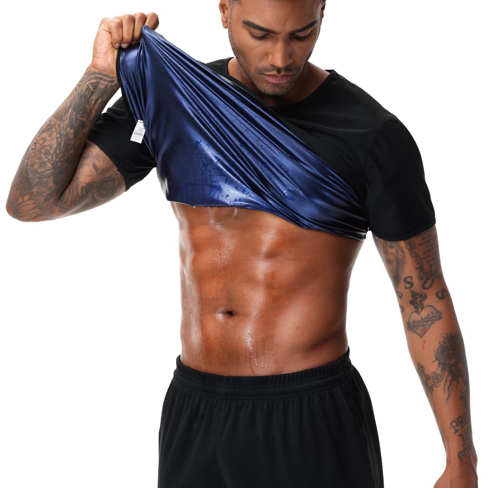 REEDBEEK Sauna Sweat Suit Weight Loss Shapewear Top Weighted Shirt Sauna Vest Workout Exercise Gym Short Sleeves Men Women