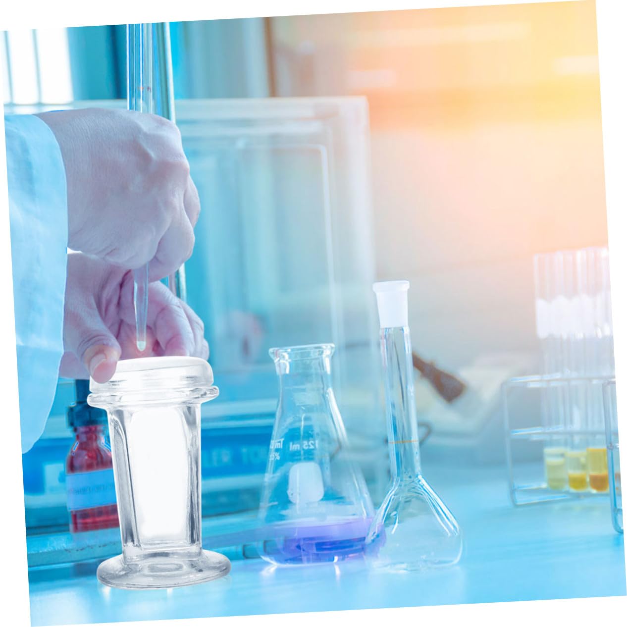 BESTYASH 3 piezas Tarro de Tinción de Vidrio con Tapa para Laboratorio Capacidad para Portaobjetos Frascos para Tinción Biológica y Experimentos Científicos Tarro Transparente para