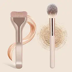 2 pincéis de maquiagem facial premium para base líquida para todos os tipos de pele (ouro)