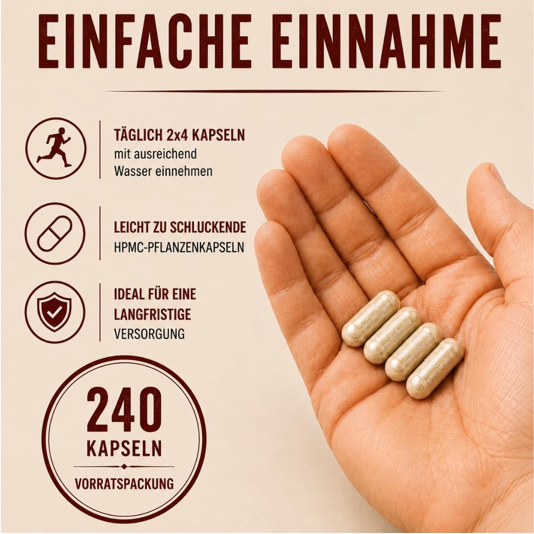 Rinderleber & Rinderherz Kapseln Bio – 240 Kapseln von Weiderindern aus Deutschland | Grasgefüttert & ökologische Haltung I Organ-Supplement für Energie, Leistung & Blutbildung I AUR Naturals