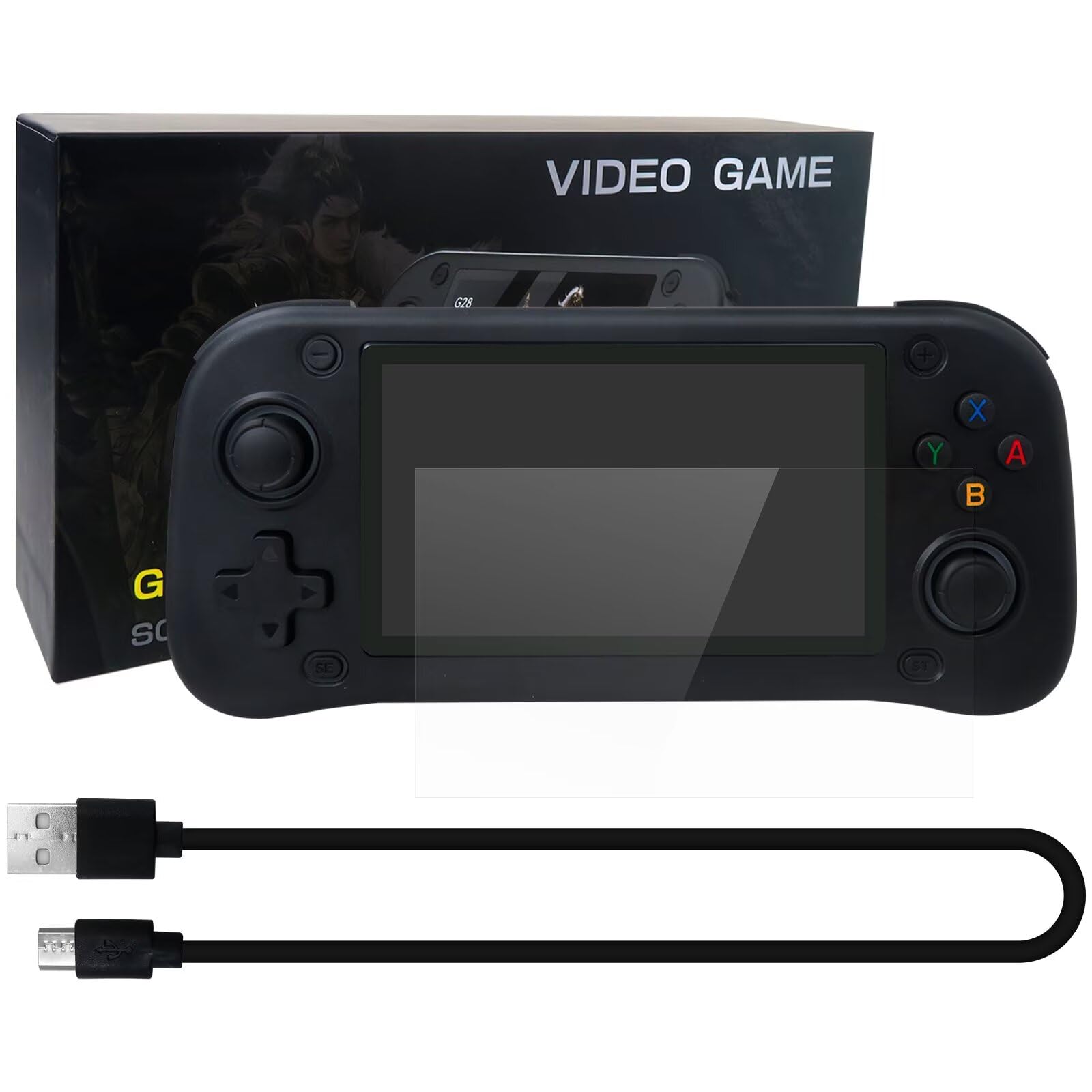 Life Girl Star New G28 Retro Game Console, 4.3-Inch HD Screen, Built-in 15000 Classic Game, Plug-and-Play, for PSP Handheld Game Console Supports Multiple Simulators, 64G (Black)