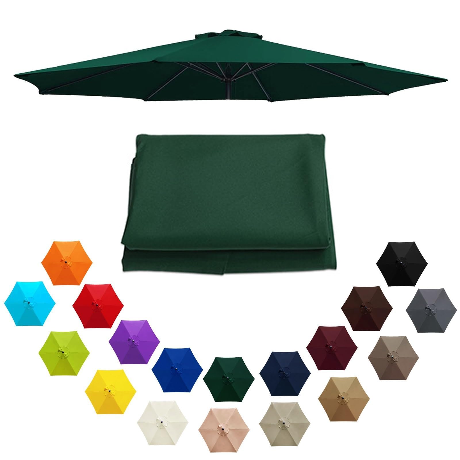 Zapasowy daszek parasola tarasowego – wodoodporny pokrowiec ochronny UV na 6/8 żeber, parasole zewnętrzne, pasuje do modeli 200 cm, 270 cm, 300 cm, 350 cm