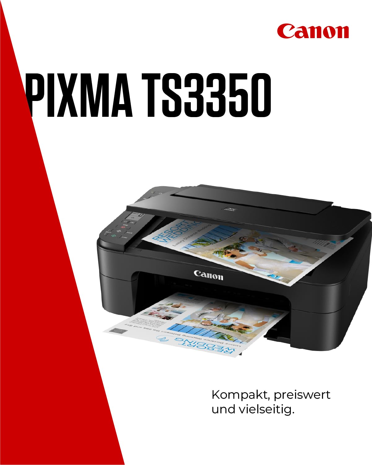 Canon PIXMA TS3350 Drucker Farbtintenstrahl Multifunktionsgerät DIN A4 (Scanner, Kopierer, 4.800 x 1.200 dpi, WLAN, USB, Apple AirPrint, PIXMA Cloud-Link), schwarz
