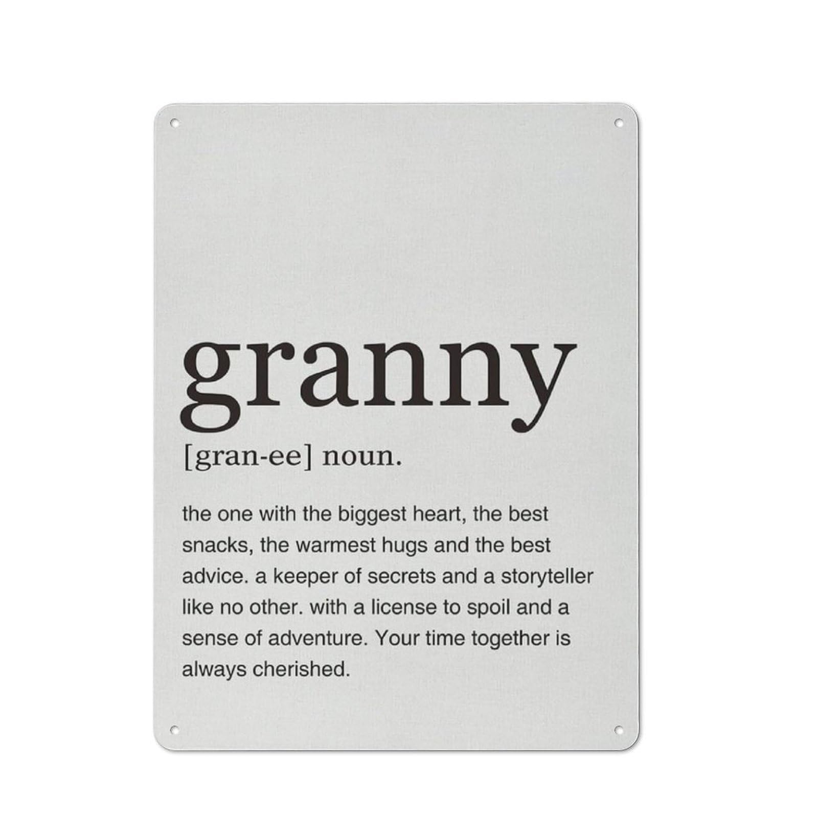 Acdoet Tin-12 Rustic Metal Tin Sign Granny Definition Print Wall Art Home Office Decor Modern Minimalist Painting Poster Granny Artwork 12X16 Inch