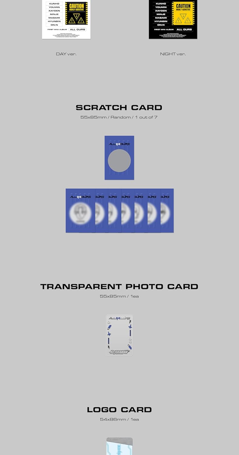 ALL(H) OURS All Ours 1st Mini Album 2 Version SET CD+88p PhotoBook+1p Rolling Paper+1p PhotoCard+1ea Sticker+1p Scratch Card+1p Transparent Photo+1p PVC Logo Card+Tracking Sealed A(H) S AHS