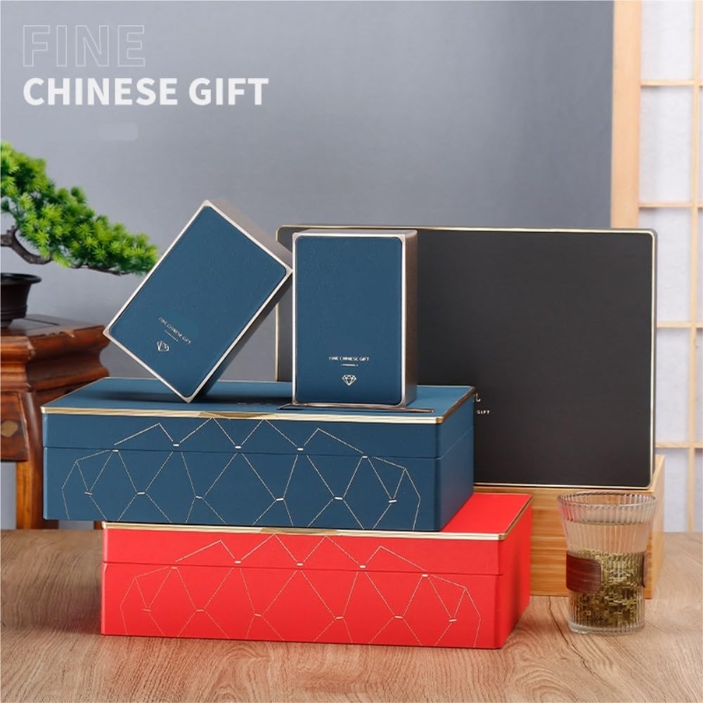 LYGSWDB Teedose, Großtee-Aufbewahrungsbehälter, Glas, versiegeltes Glas, quadratische Dose, Leere Dose, Bonbonglas, Tee-Set, Doppeldose, Geschenkbox-Set, Teedose (C)