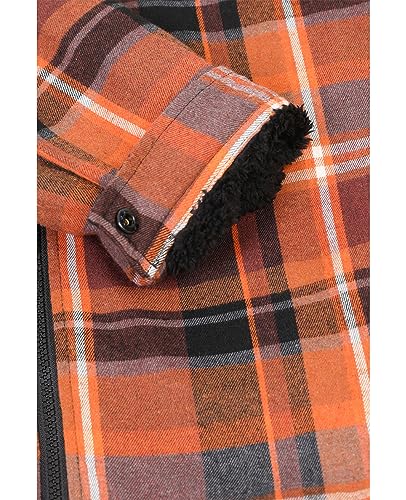 Image of ZENTHACE Mens Sherpa Lined Flannel Shirt Jacket with Hood,Full Zip