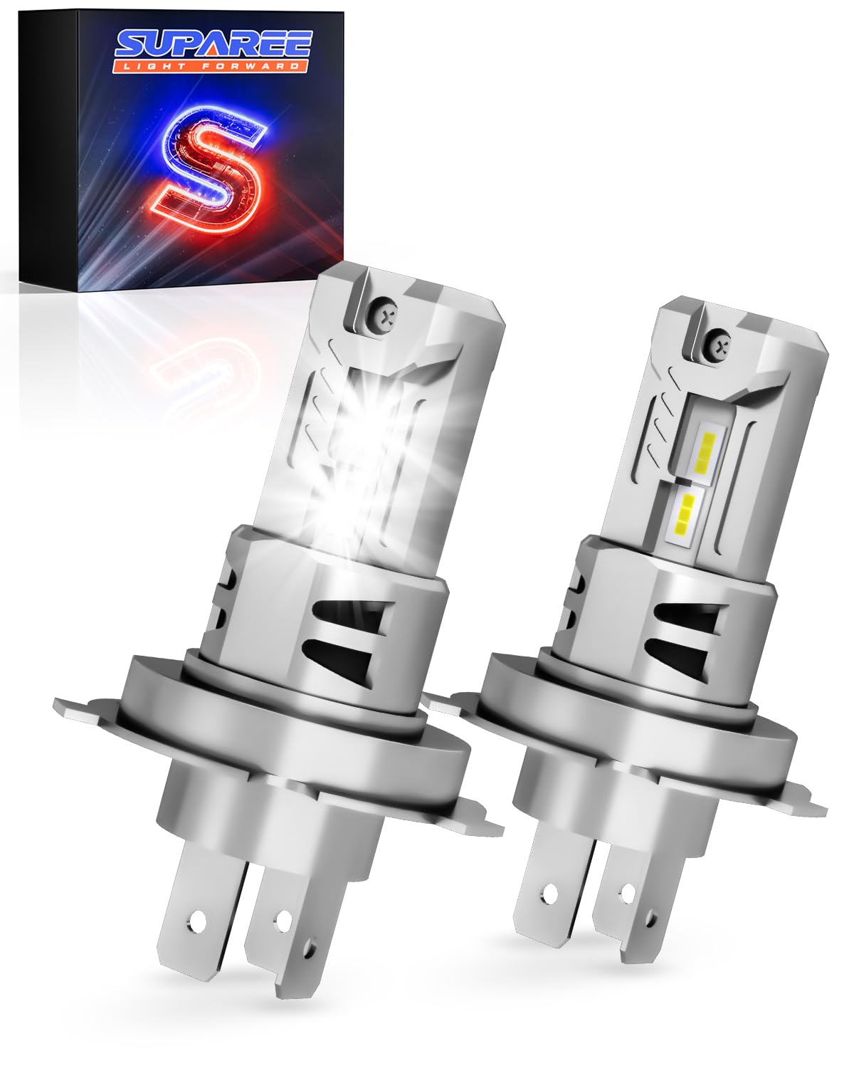 SUPAREE Lampada H4 LED Lampadina LED H4 Canbus Lampadina LED h4 Auto Canbus 20000LM 50W 6500K Abbagliante e Anabbagliante 1:1 Mini Plug and Play Sostituzione per Alogena con Ventola (2 Pezzi)