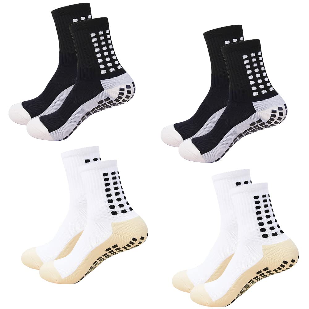 fjberrtsatMen's grip Soccer Socks 1/3/4 Pairs Non Skid Socks Anti Slip Non Slip Grip Pads for Football Basketball Sports Socks