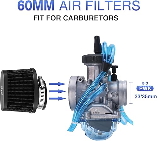 Miniatura 5 de 2 filtros de aire universales de repuesto para motocicleta, filtro de motor de 2.43 pulgadas, filtros de aire de alto rendimiento, para motocross,