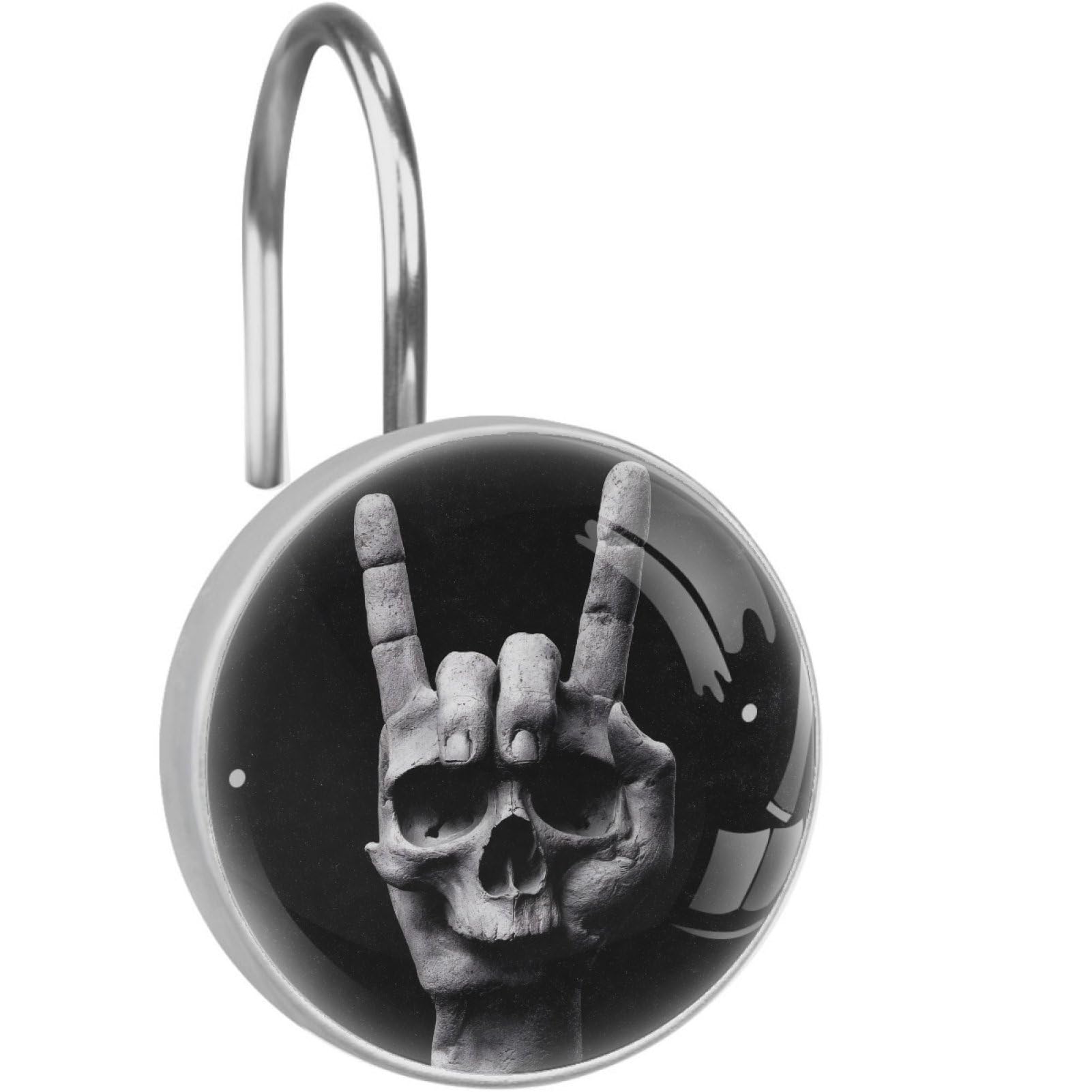 VAPOKF Decorative Shower Curtain Hook, Rock Skull Rustproof Stainless Steel Shower Curtain Hook for Bathroom, Shower Curtain Hangers for Shower Rod