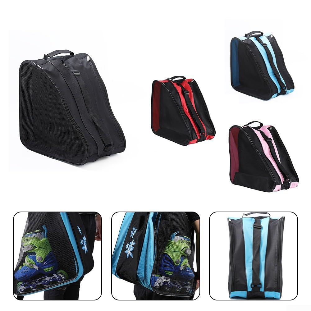 GLOBALHUT Borsa per scarpe da pattinaggio in linea in nylon traspirante per pattini a rotelle e attrezzatura protettiva con tre scomparti