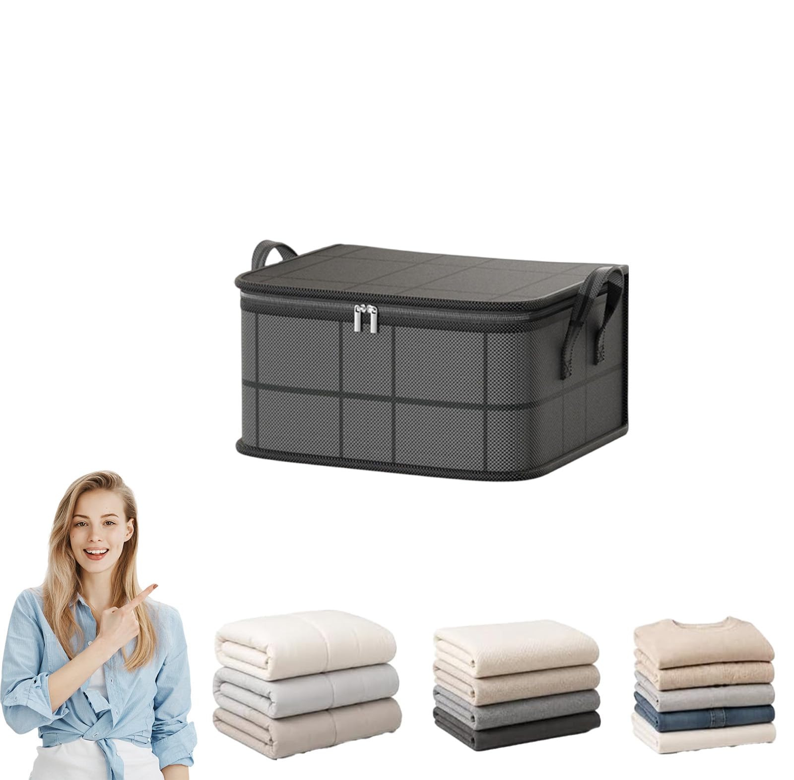 40L-180L Capacity Spacious Moving Storage Bin, Zippered Organizer (M)