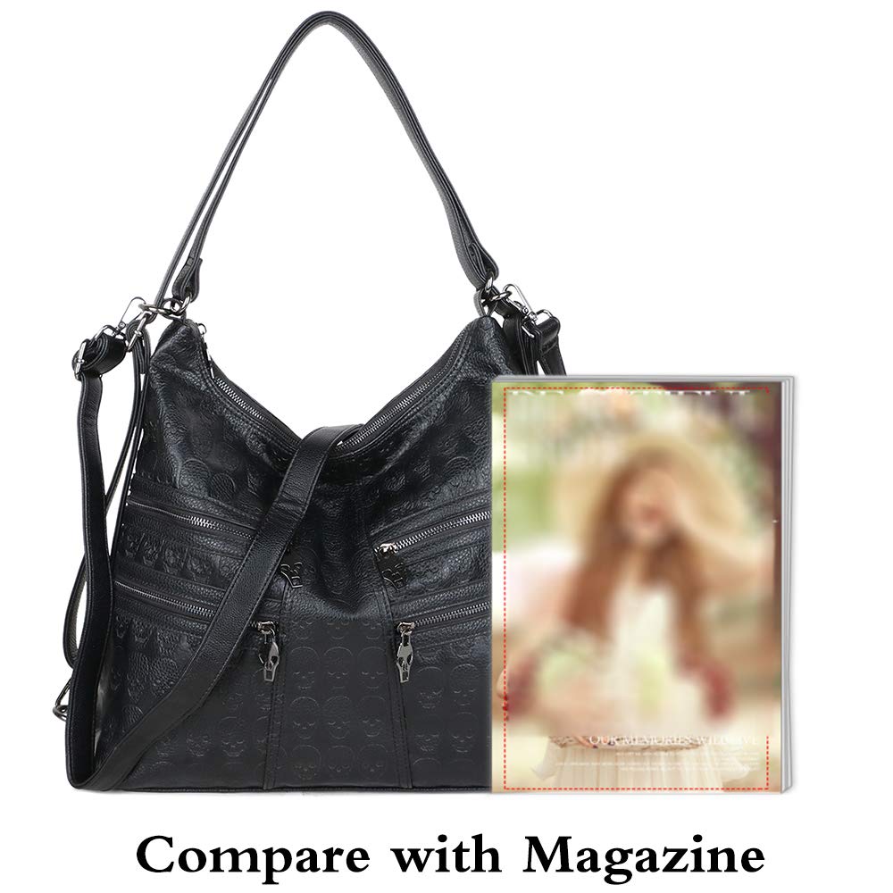 Bolso de mano con impresión para mujer, estilo punk, bolso de mano de gran capacidad, color negro