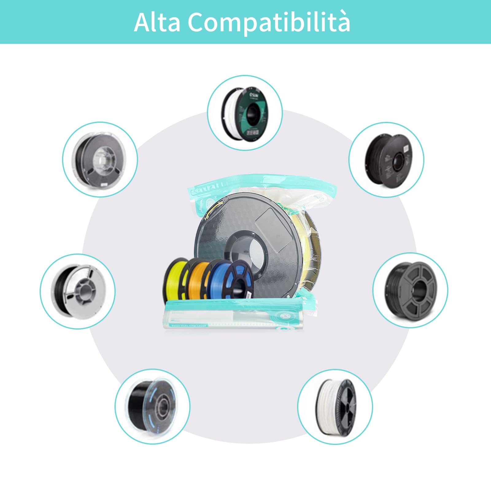 Filamento per Stampante 3D kit di Sacchetti per il Vuoto, 10 Pezzi Addensare Sacchetti Sottovuoto con Pompa Automatica/Pinze, Sacchetti Sigillati Sottovuoto per PLA ABS materiali di consumo