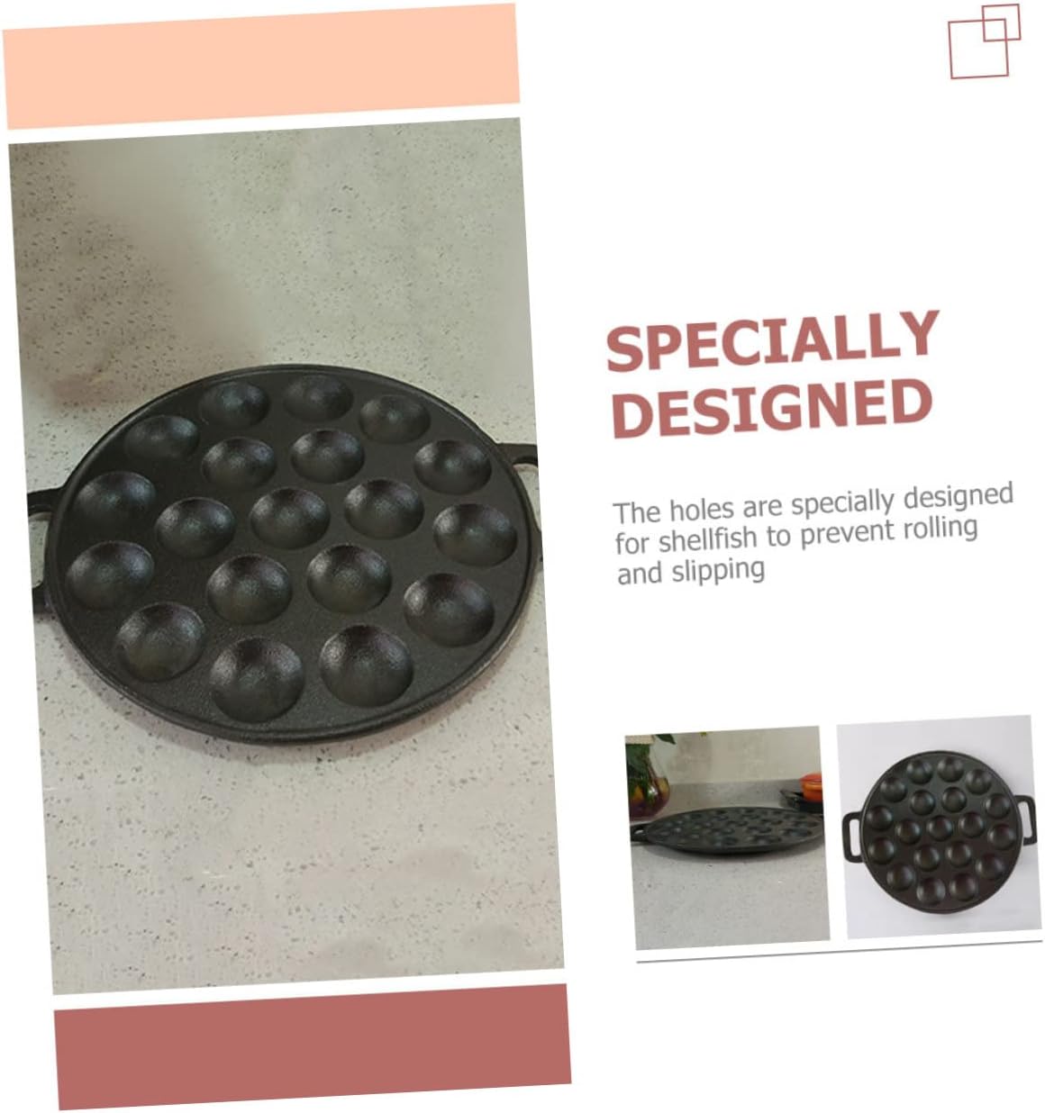 STOBAZA Cast Iron Pot Baking Dish Escargot Plate for Oven Iron Escargot Serving Dish