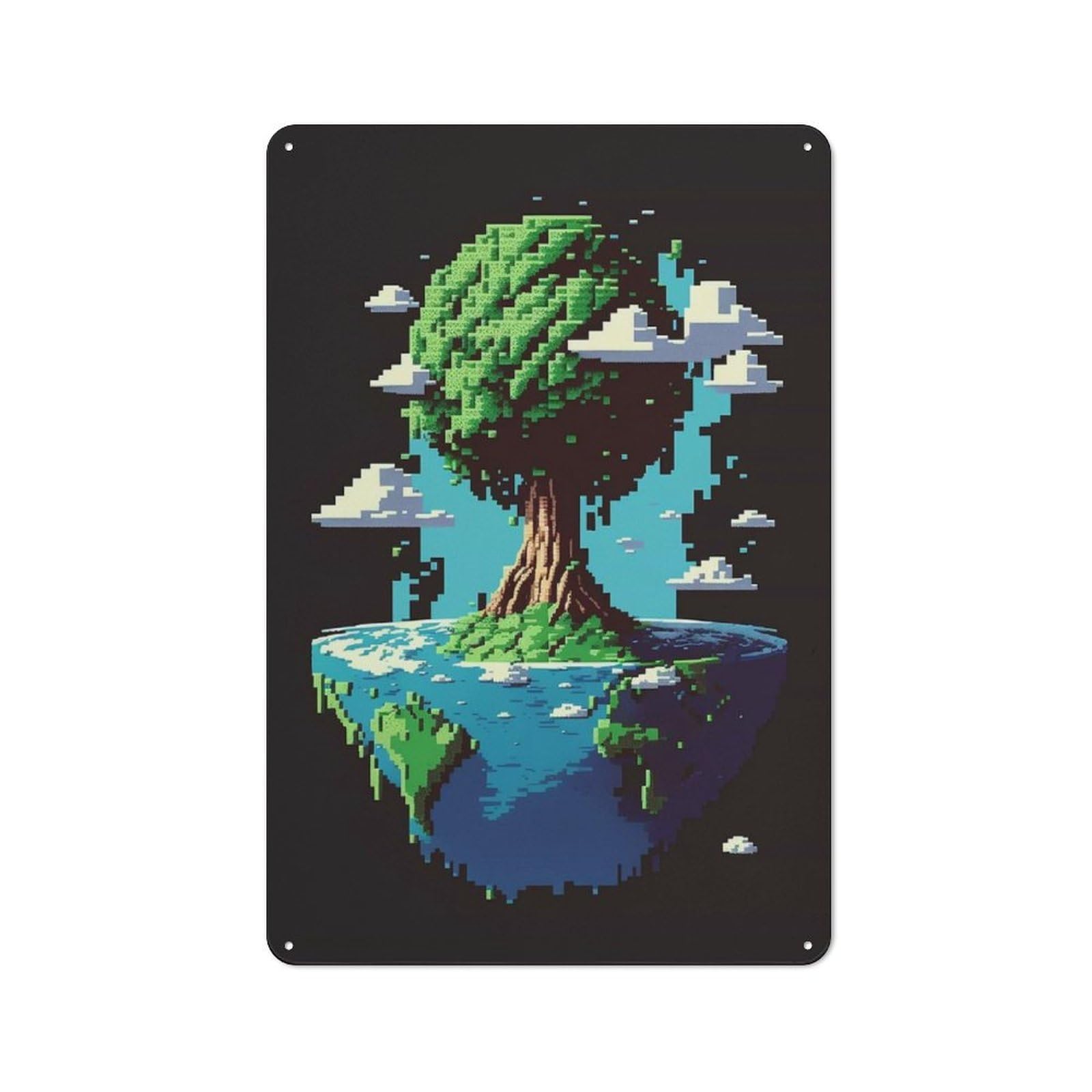 Junmoney Style-19 Tree World Rustic Metal Plaque 30X20cm For Café Or Restaurant, Wall Decor For People Reorganising Café And Restaurant