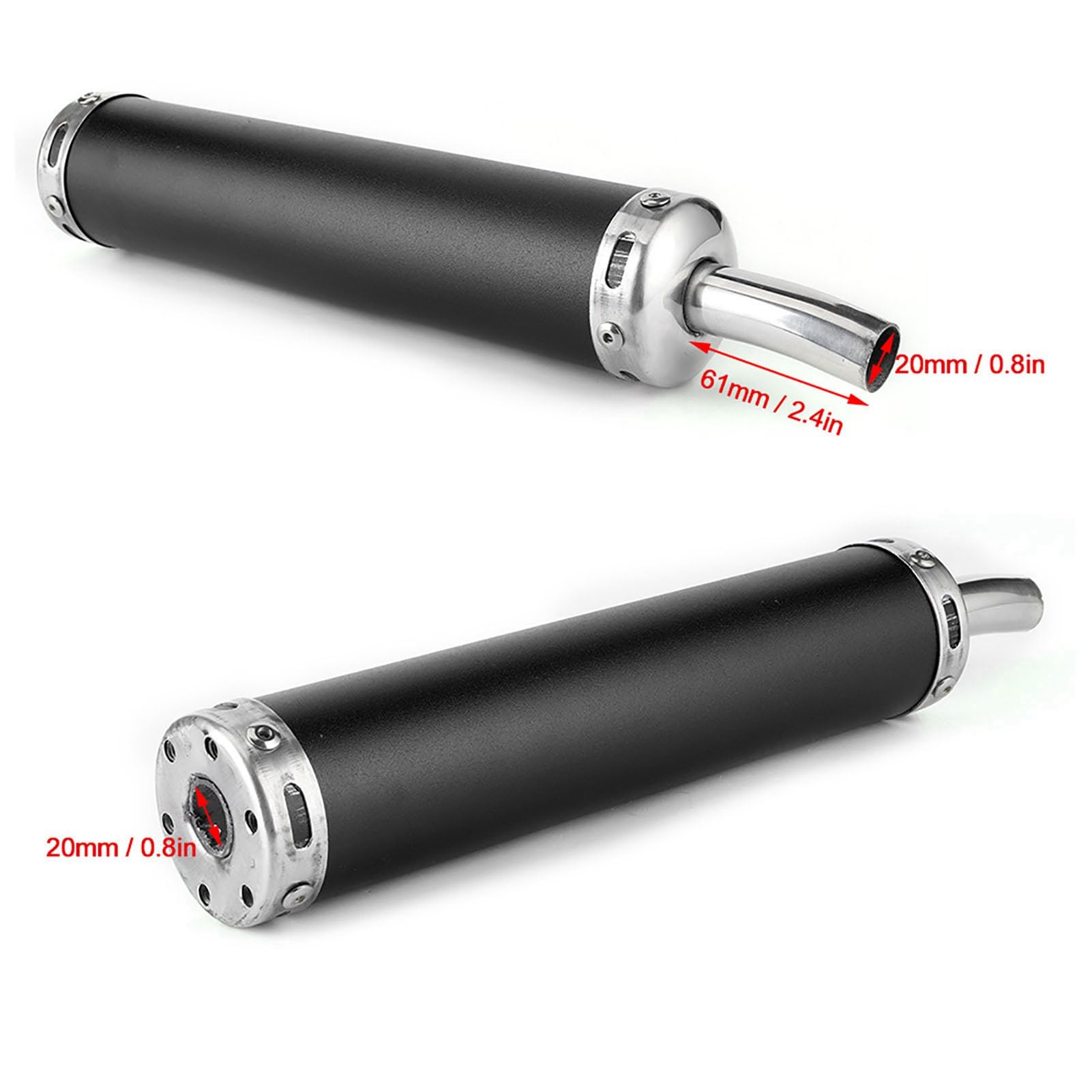 Silenziatore Scarico Moto In Acciaio Inox 20mm 0.8in Per Moto A 2 Tempi Design Stylish Riduzione Rumore Elevata Resistenza