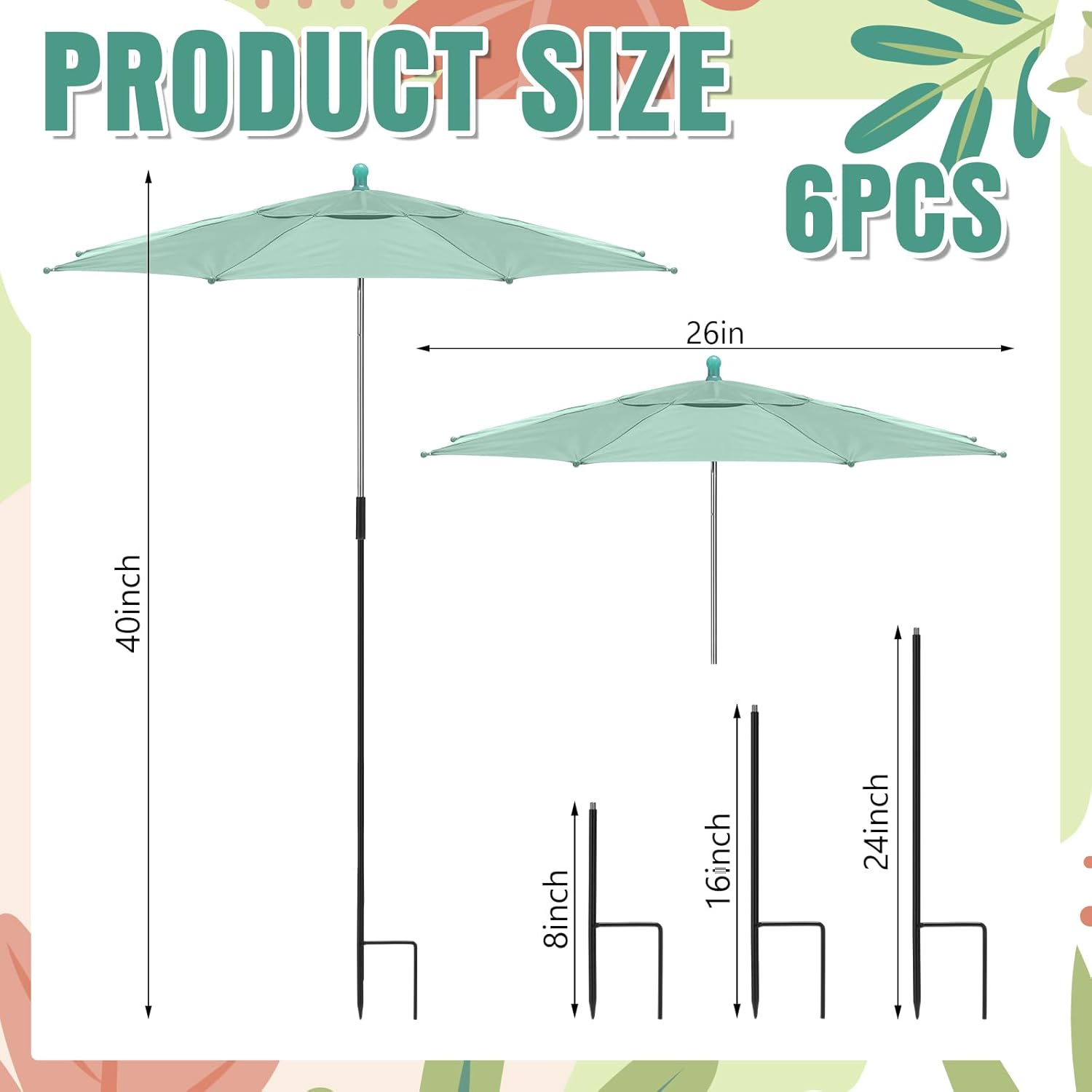 6 Pack Plant Shade Umbrellas for Outdoor Plant, 26" Larger Garden Umbrella Shade Cover Outdoor Canopy for Flower, Vegetable, Potted and Garden Beds Protection to ‌defend (Multicolor)