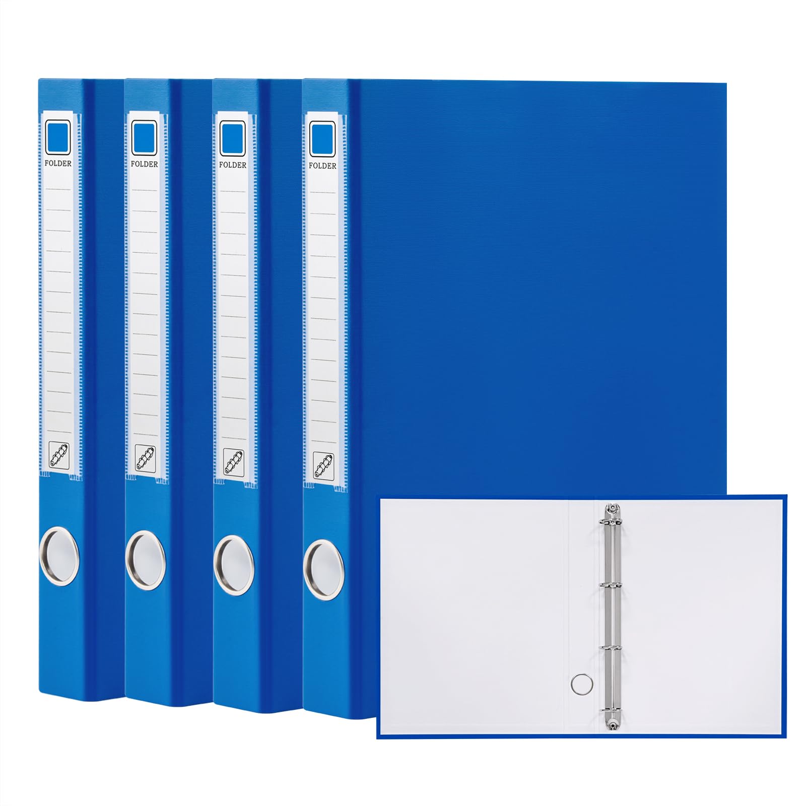 Hotyin Ring Binders 4 Pack, 4 D-Ring Binder, 45mm Spine, A4 Ring Folder, 2.5mm Hardboard + PVC