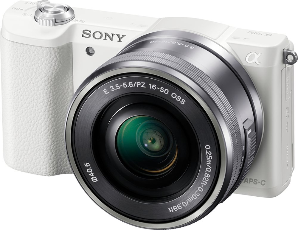 Sony ILCE5100LW.CEC Compact System Camera with 16-50 Lens (24.3 MP, 180 Degrees Tiltable LCD, Fast Hybrid Auto Focus, Noise Reduction Feature, Wi-Fi and NFC) - White