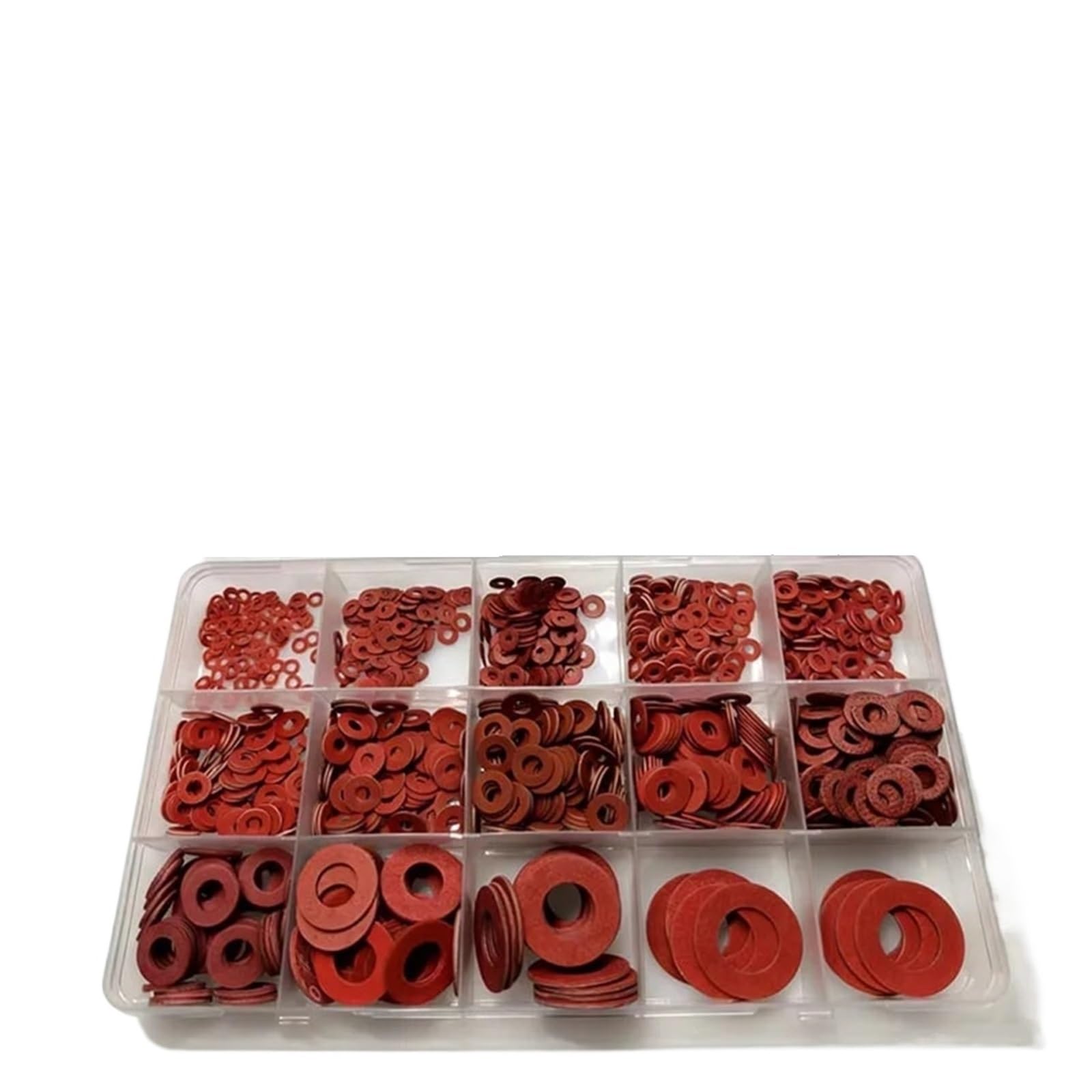 Rondelle 415/1105 pièces M2 .5 M3 M4 M5 M6 M8 M10 M12, rondelle plate en papier acier rouge, joint uni, Kit d'assortiment de tampons d'anneau, boîte(1105pcs)