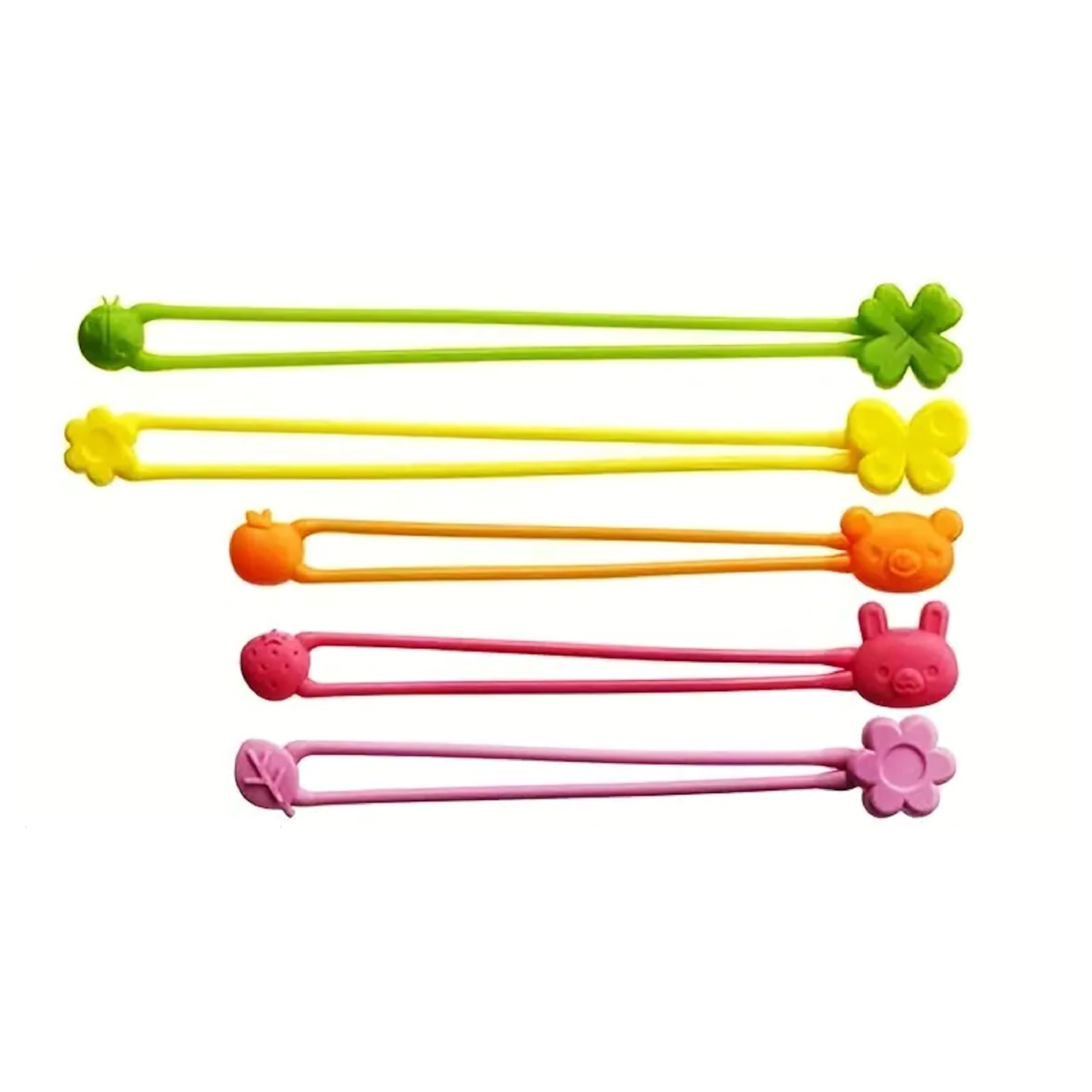 Pick Plate Silicone Food Bands, Colorful Cute Animal Shaped Lunch Box Bands for Kids, 5 Pack