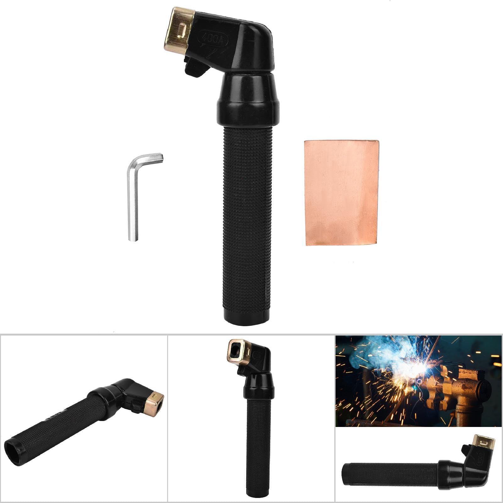Juego de herramientas de soldadura de 400 A con mango ergonómico, ajuste universal para 400 ~ 500 A, diseño compacto y tamaño pequeño (negro)