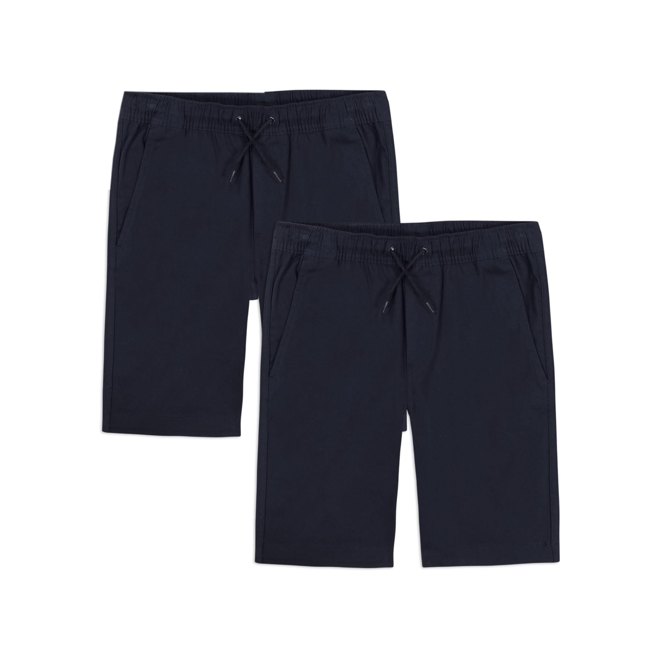 Approved School Wear ASW Boys' School Uniform Pull on Stretch Twill Shorts, Drawstring Waist, Multipack