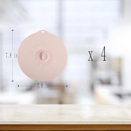 Miniatura 2 de Paquete de 4 tapas de silicona de 7.8 pulgadas para tazas, tazones, platos, sartenes, cubierta para salpicaduras de microondas, recipientes de