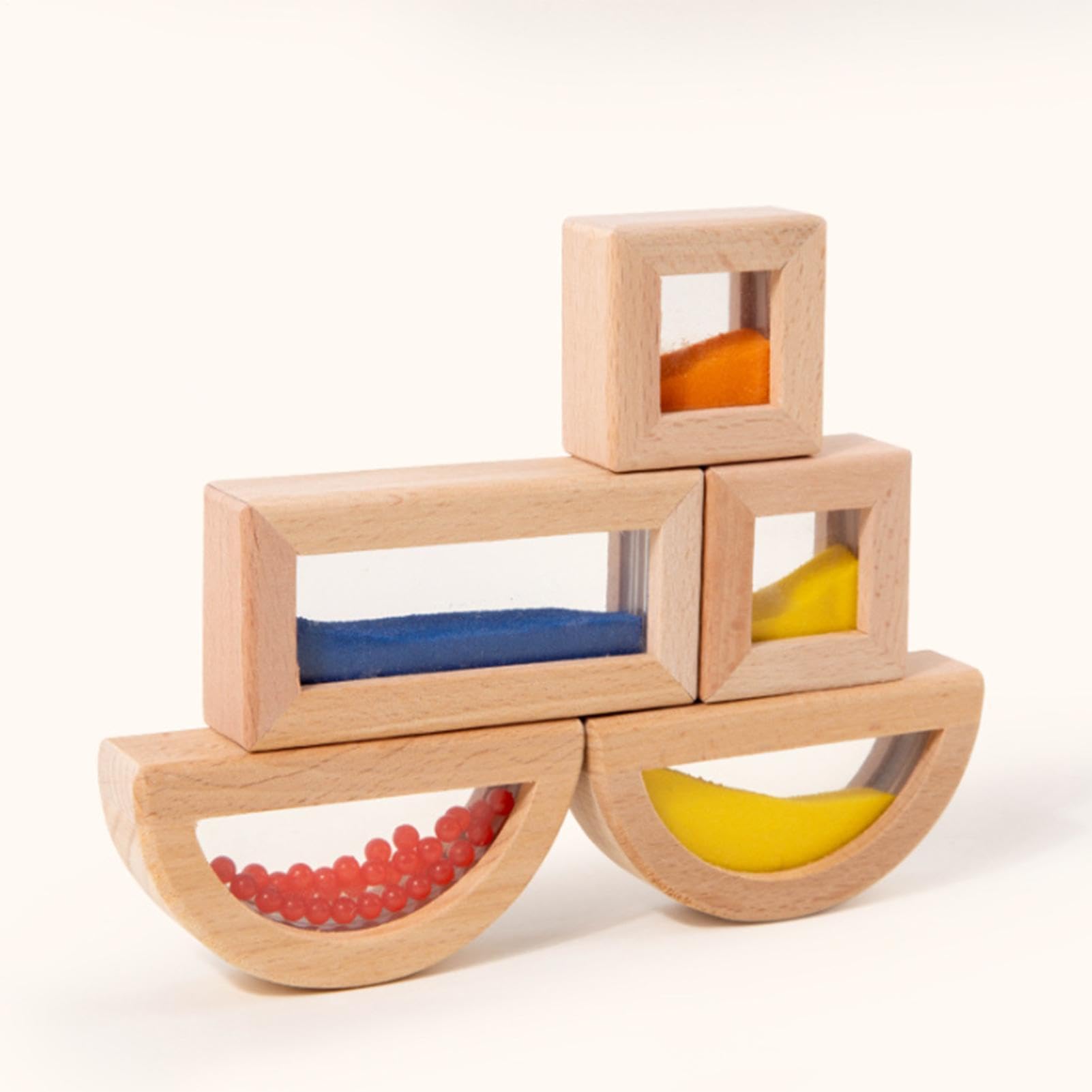 Generisch Sensory Blocks, 15-Piece Wooden Educational STEM Toys