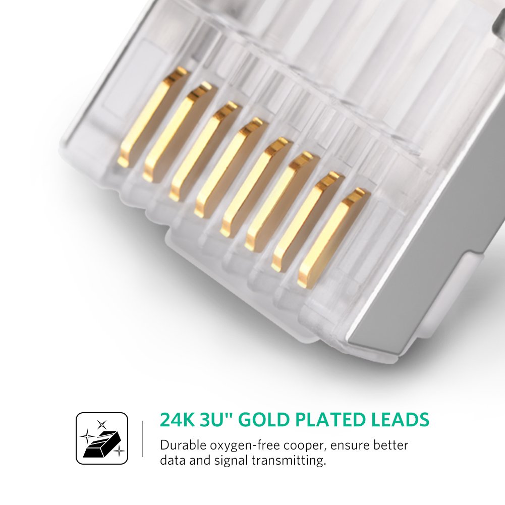 UGREEN Lot de 10 Cat 6 Connecteur RJ45 Ethernet Réseau Embout Fiche Blindé STP 8P8C pour Cable Réseau Cat 6 Cat 5e Cat 5