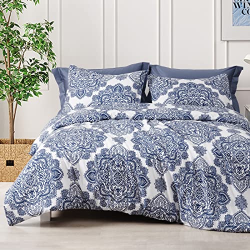 PHF Washed Soft Duvet Cover Set California King, 3PCS Boho Stylish Comforter Cover Set, Ultra