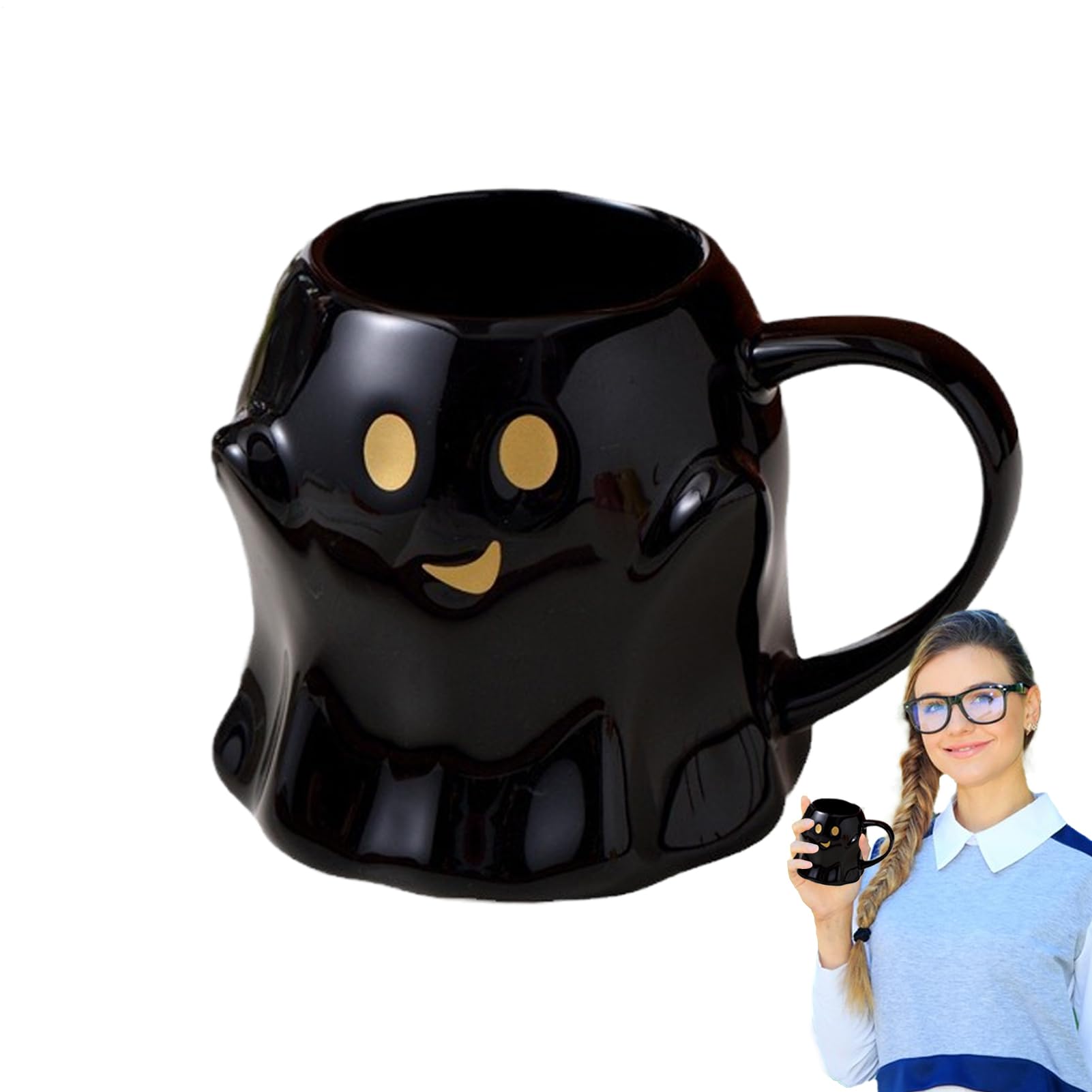 Générique Halloween Coffee Cups - Phantom Mug 44cl | Drinking Cups for Book Club Meetings, College Dorm, Holiday, Kitchen, Party, Games Night and Routine