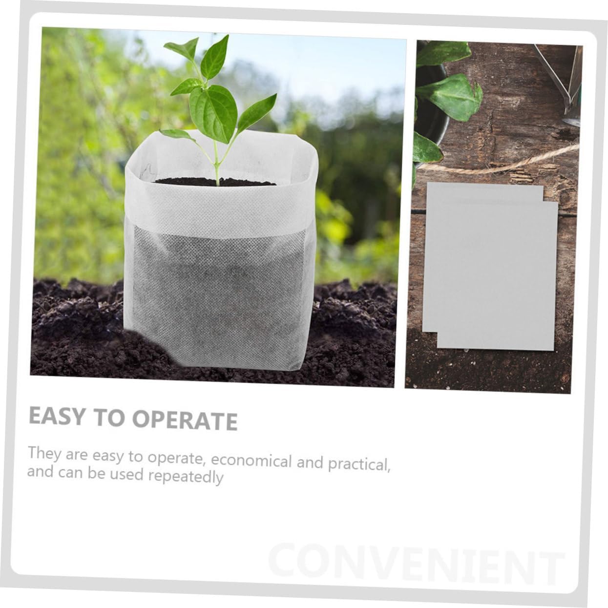 POPETPOP 1000pcs Breathable Plant Grow Bags Non-Woven Nursery Pouches for Healthy Root Development