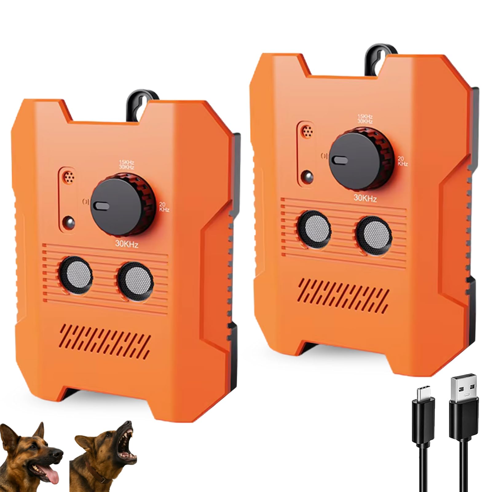 Dispositivo antiabbaio for cani da interno, dispositivi deterrenti ad ultrasuoni for la corteccia del cane, ferma comportamenti scorretti senza urlare o schiacciare, adatto a tutti i cani(2 Pcs)