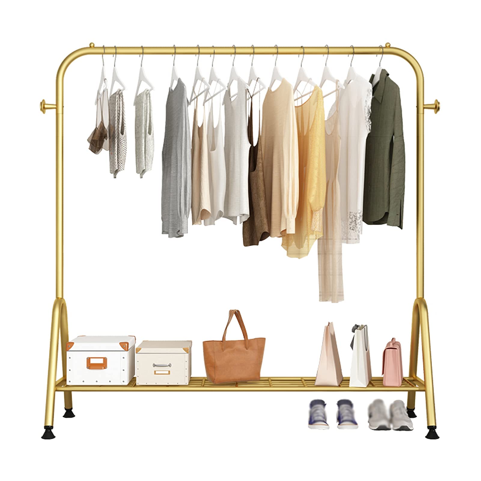 YNBSHGAA Metal Clothing Rack with Storage Shelf Garment Coat Display Stand for Bedroom Living Room Hallway 120cm,150cm