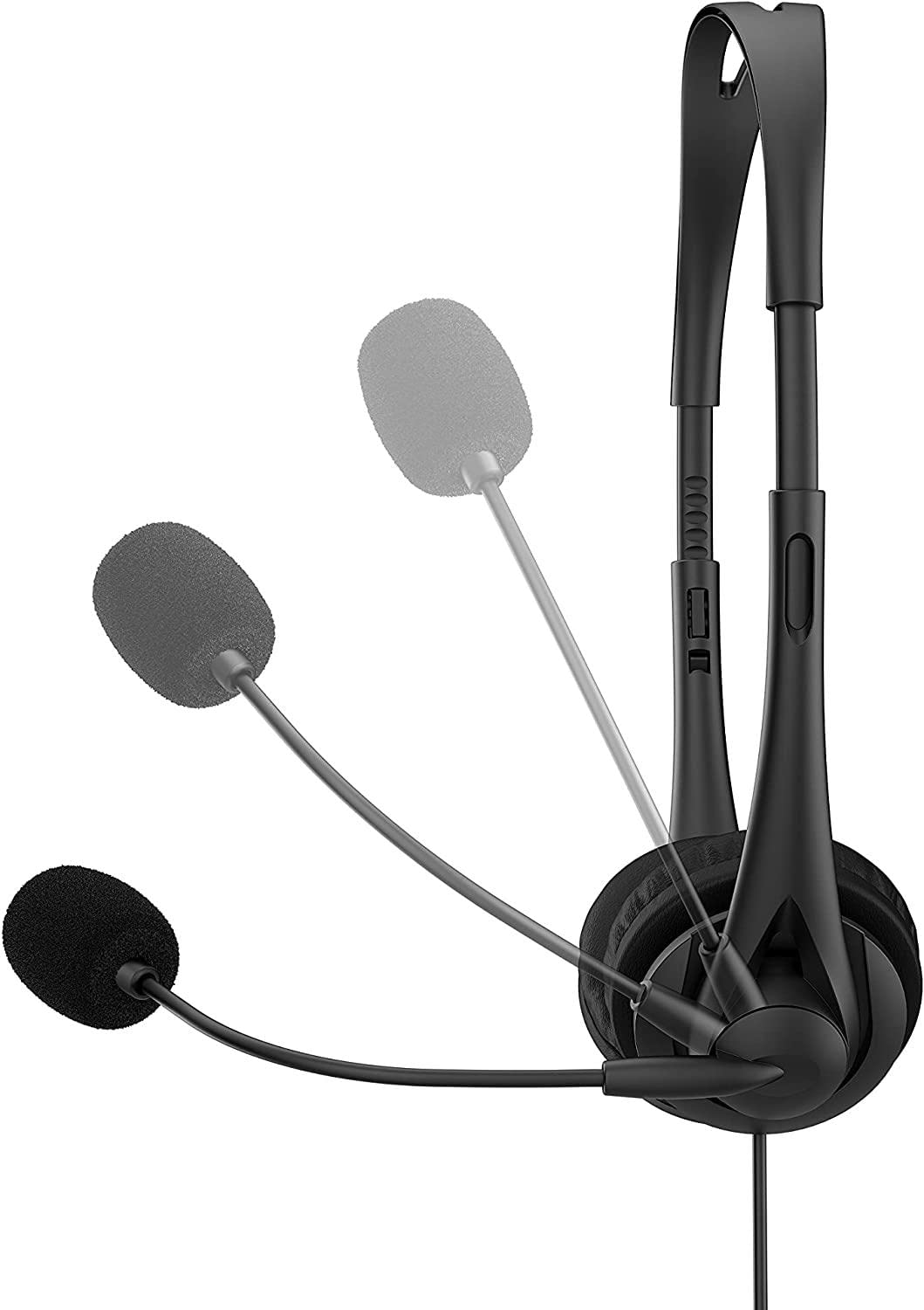 HP G2 Cuffie Stereo Cablate, Connessione USB-A, Comandi Integrati nel Cavo, Microfono Ripiegabile e Archetto Regolabile, Imbottitura in Ecopelle, Riduzione del rumore e Funzione Silenziamento, Nero