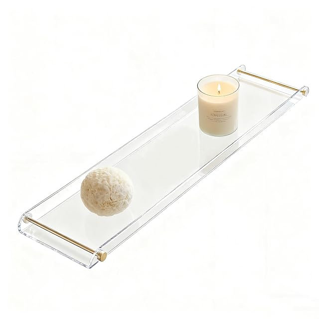 Acrylic Bathtub Tray NEWRAIN Clear Bath Caddy Tub Table Unique House Warming Gifts New Home Anniversary and Wedding