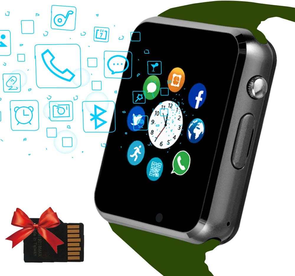 Janker Smart Watch, Bluetooth Smartwatch Android iOS Phone Compatible Unlocked Watch Phone with SIM Card Slot Camera Pedometer Touch Screen Music Player Wrist Watch for Men Women Kids