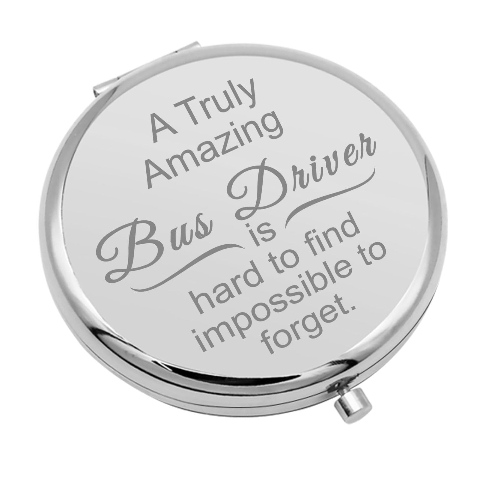 School Bus Driver Gifts Compact Makeup Mirror Bus Bus Driver Back to School Gift Thank You Gift for Bus Driver Travel Makeup Mirror Birthday Valentine Graduation Gifts for Bus Driver (Silver)