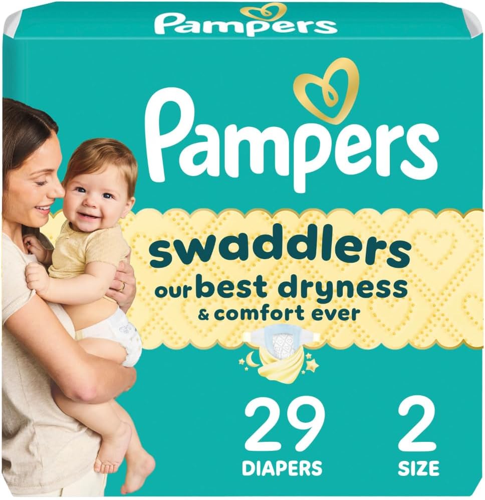 Pampers Swaddlers Diapers, Size 2 (10-22 lbs), 29 Count, Absorbent, Keeps Baby Dry and Comfortable, Skin Safe Disposable Baby Diaper (Packaging May Vary) Size 2 29