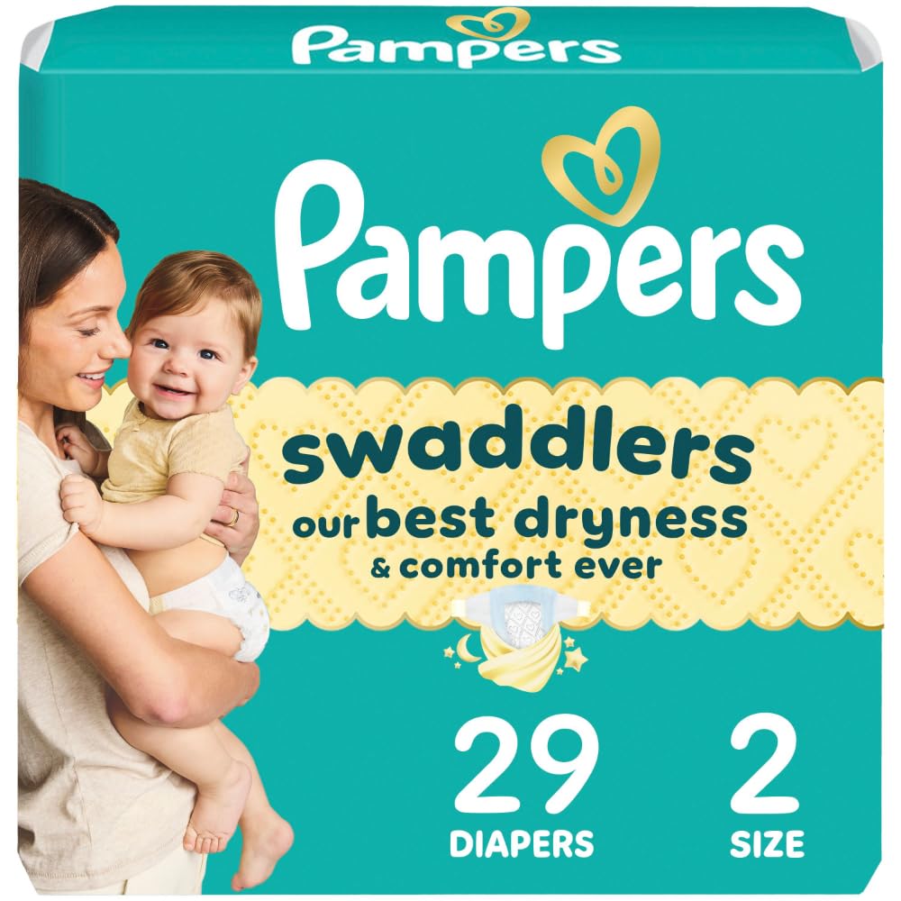 Pampers Swaddlers Diapers, Size 2 (10-22 lbs), 29 Count, Absorbent, Keeps Baby Dry and Comfortable, Skin Safe Disposable Baby Diaper (Packaging May Vary)