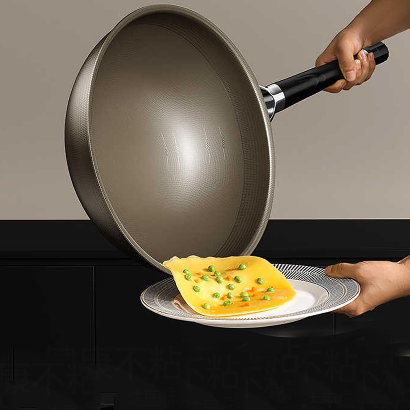 Genérico Wok, De Fondo Redondo, Hierro Pre-sazonado Con Tapa,Sartén Gran Capacidad For Acampar Y Comidas Grandes(32x10cm)