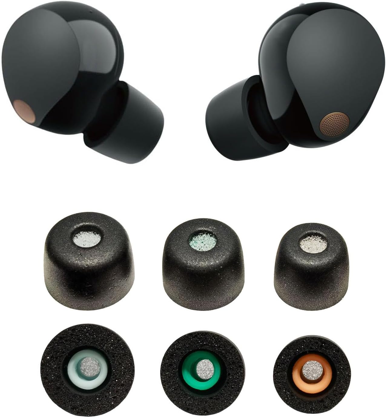 Memory Foam Tips for Sony WF-1000XM5 WF-1000XM4 with Dust Mesh Soft Anti-Slip Noise Canceling Fit in Case Eartips Earbuds Replacement Ear Tips Ear Tip Earbud for Earphones Black 3pairs (SML)