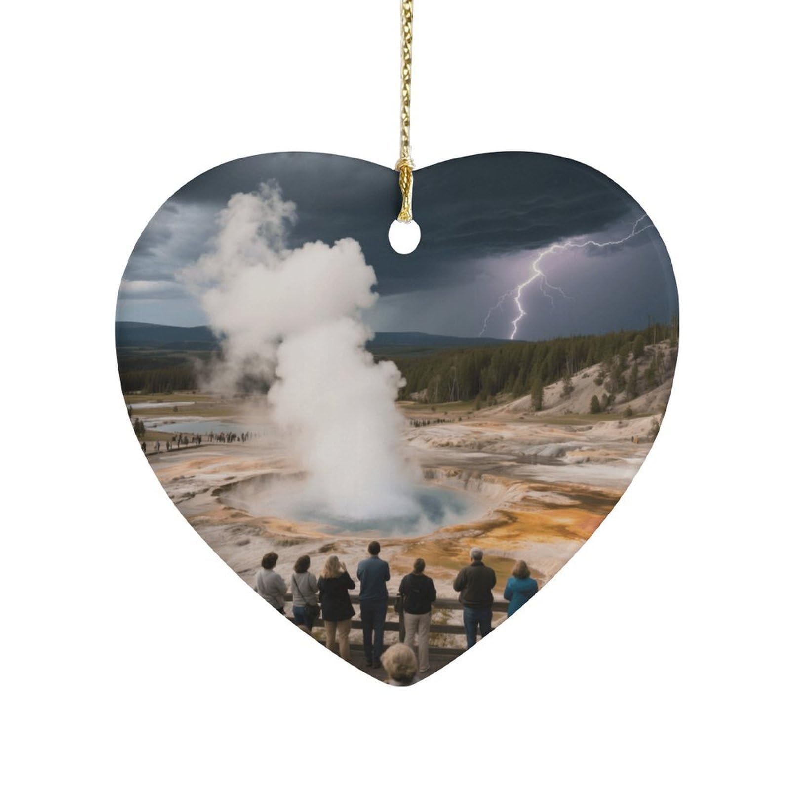 Fekiloot Style Geyser Geothermal Landscapes Ceramic Ornament Home Decor Keepsake