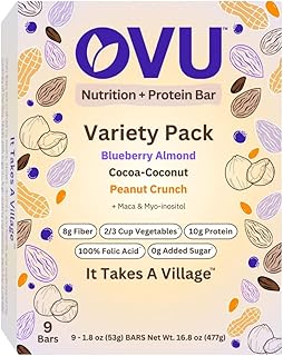 OVU Bar – Fertility, Pregnancy & Postpartum Nutrition Support for Women, Myo-Inositol, Folic Acid, Maca, High Protein, High Fiber, Variety Pack, 9 Bars